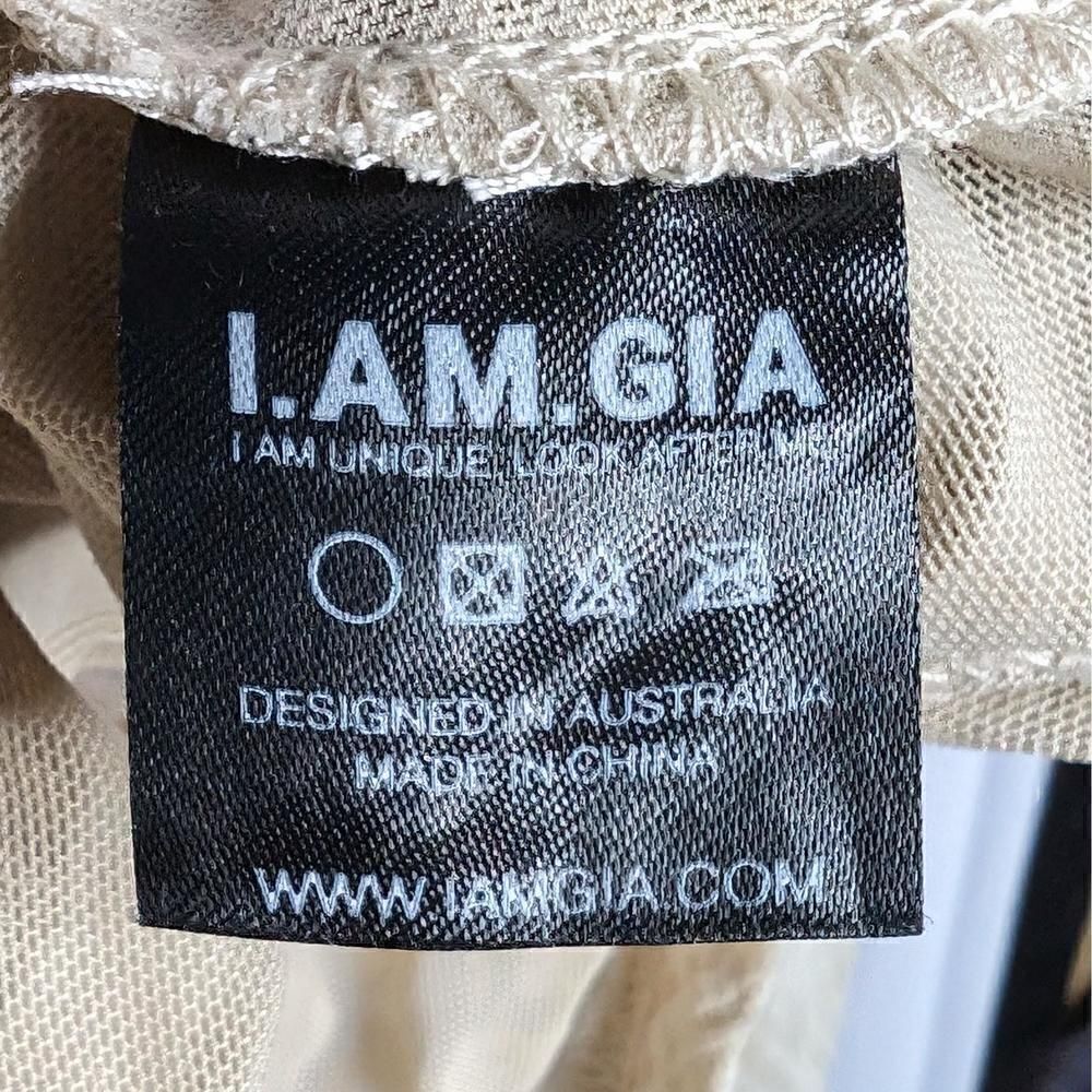 I.am.gia Amina Dress Asymmetrical Plunge Neck Tan Size L - Picture 6 of 7